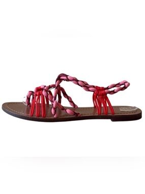 Tory Burch Paloma Sandals Pink Braided Strappy Boho Size 10.5